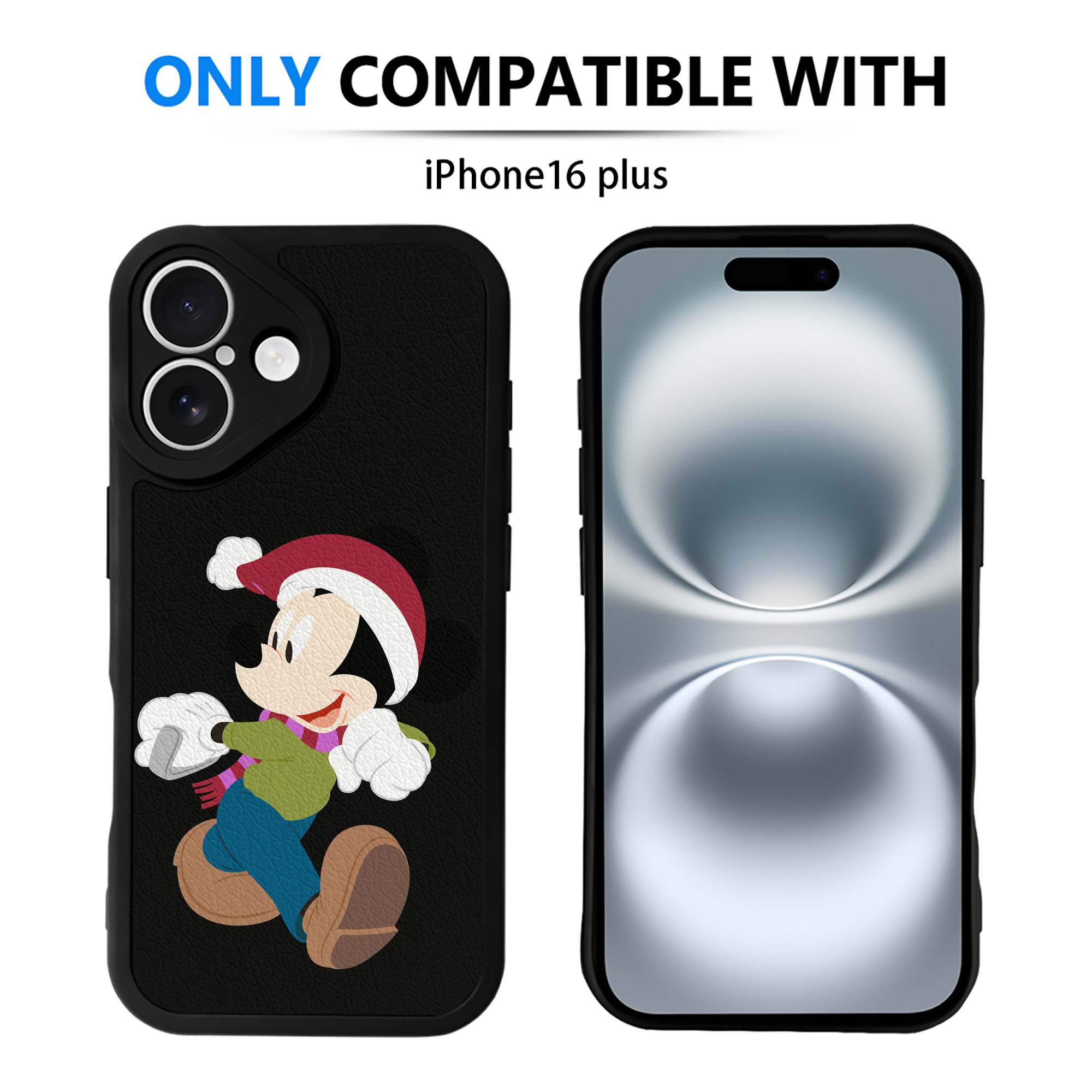 （画像用） ミッキーマウス Mickey Mouse 【iPhone 16シリーズ対応】シリコンスマホケース（レザー調） 材質：シリコン